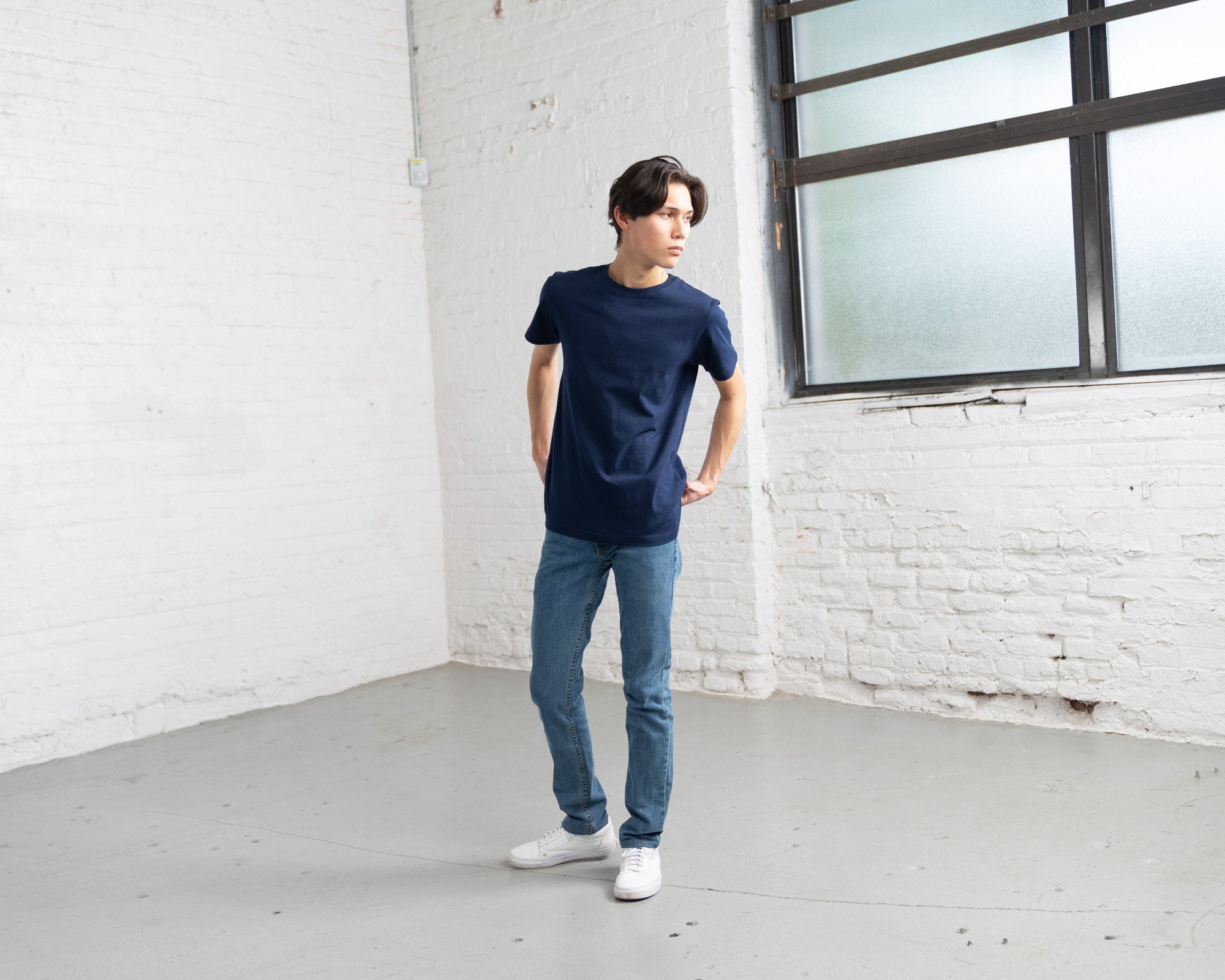 Fitted Color:Navy Combed Cotton Men’s T-shirts