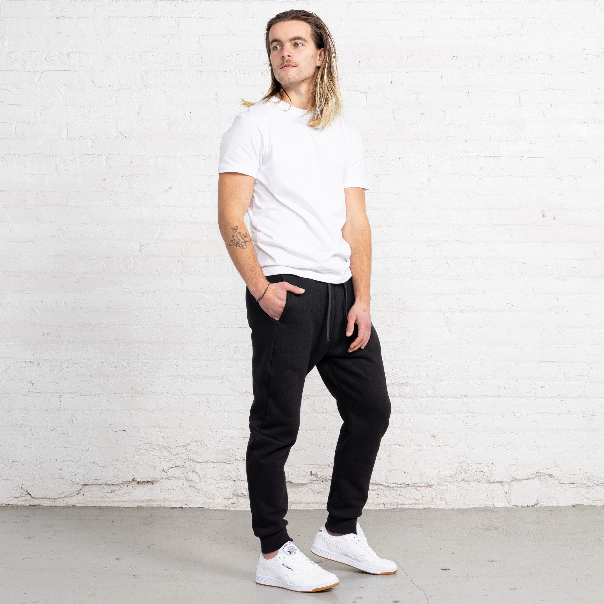 Color:Black 3 Thread Fleece Men's Sweatpants New