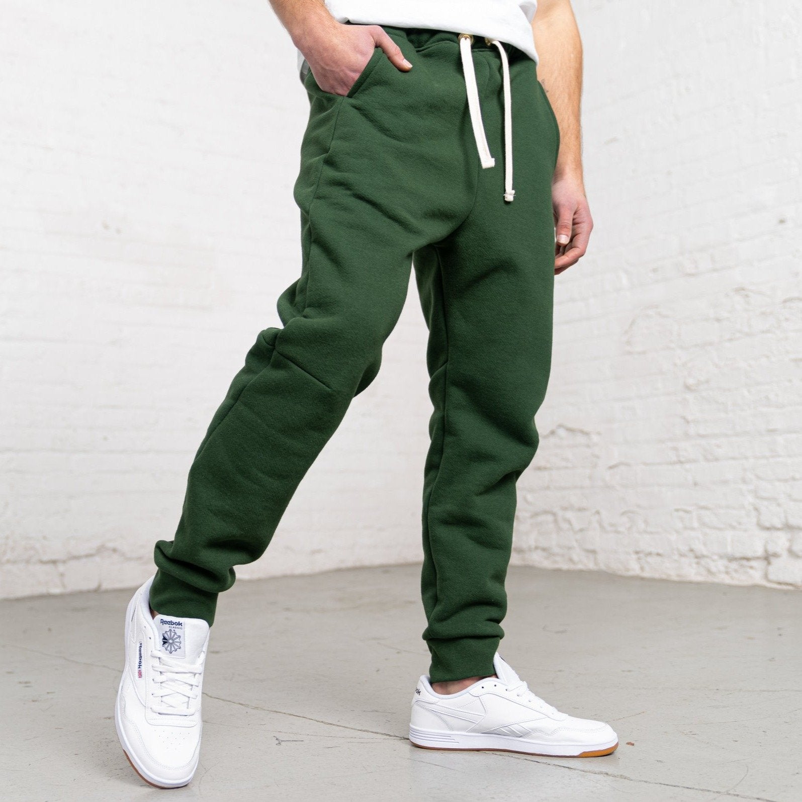 Green 3 Thread Fleece Men's Sweatpants New