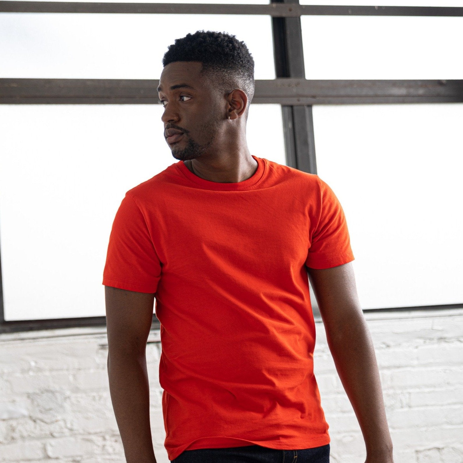 Color:Bright Red classic combed cotton men's t-shirts