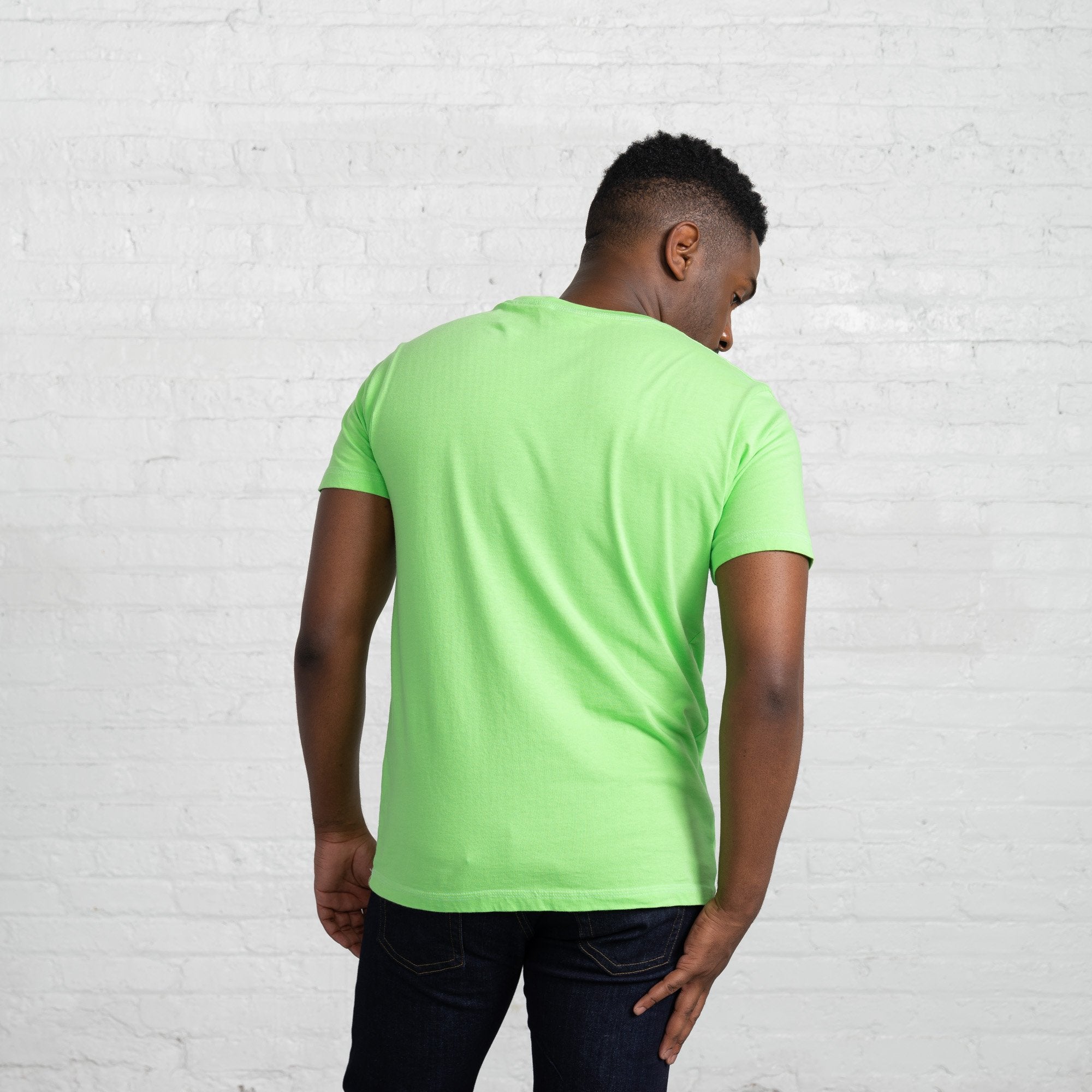 classic Color:Bright Green combed cotton men's t-shirts