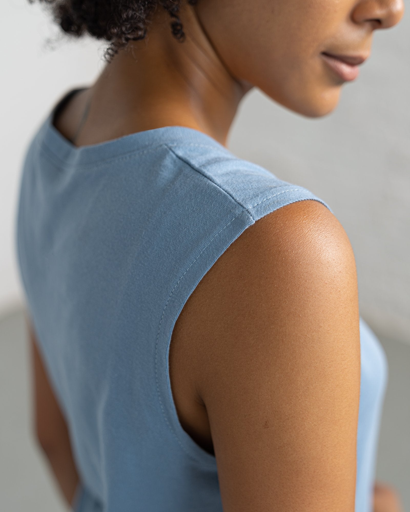 Color:Light Blue Combed Cotton New T-shirt Dress Women's T-shirts