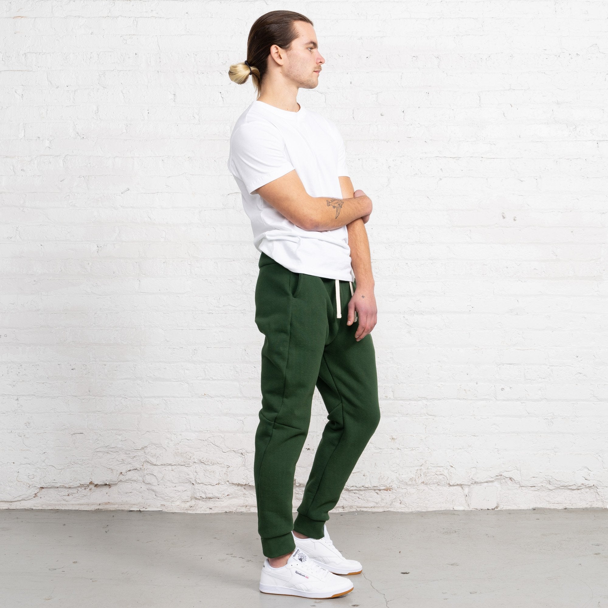 Green 3 Thread Fleece Men's Sweatpants New