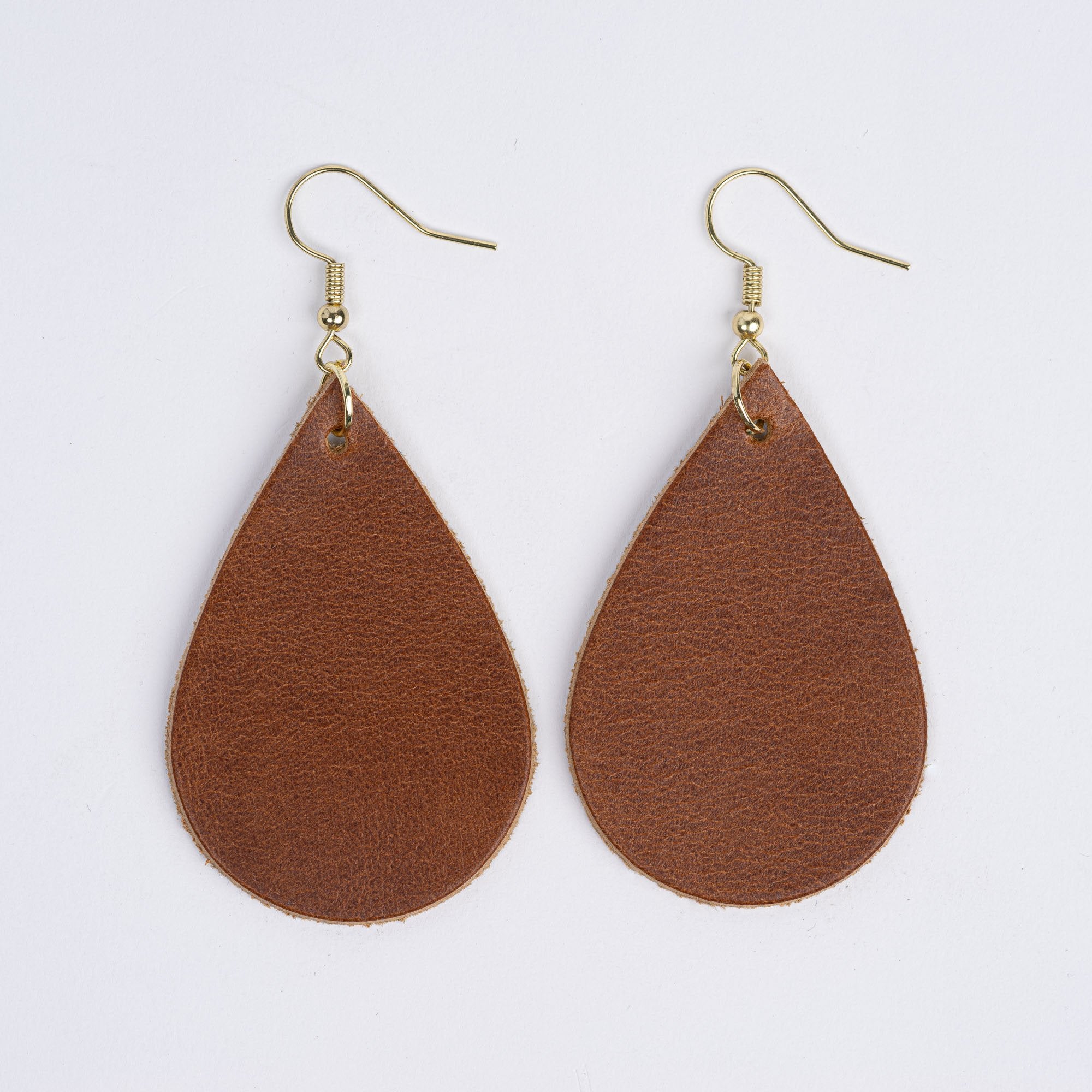 Color:Light Brown Horween Leather Earrings