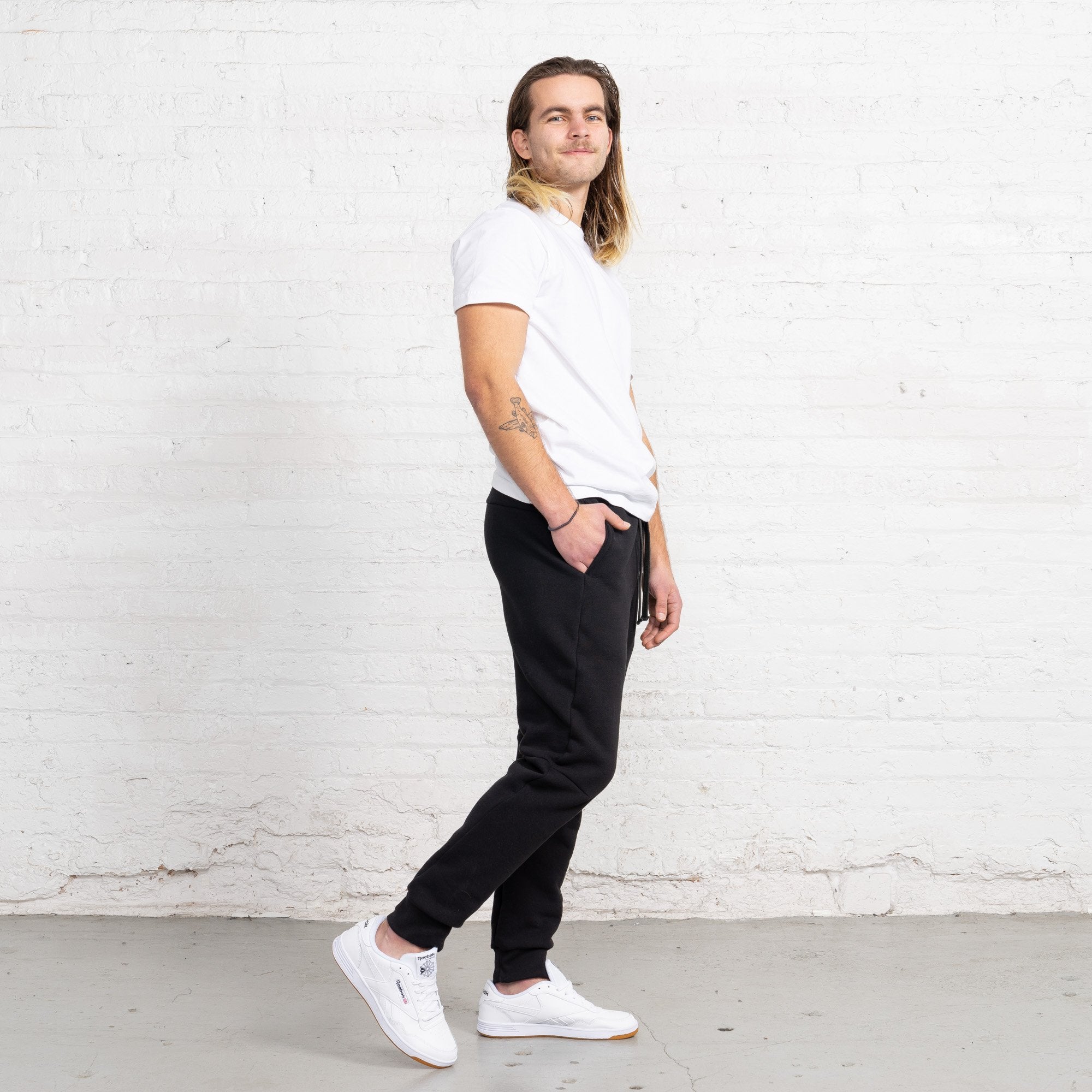 Color:Black 3 Thread Fleece Men's Sweatpants New