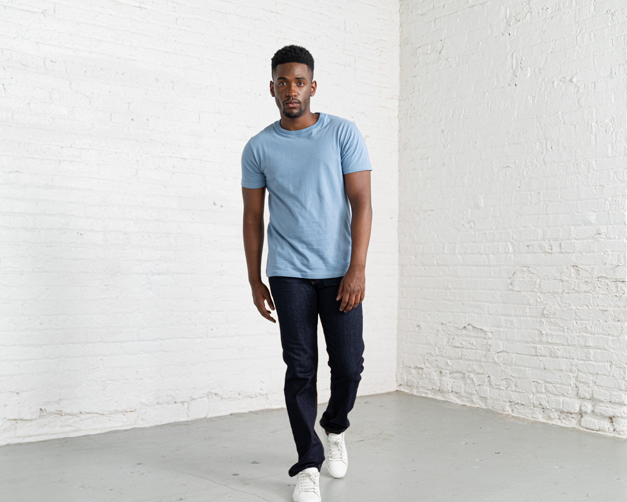 classic Color:Light Blue combed cotton men's t-shirts