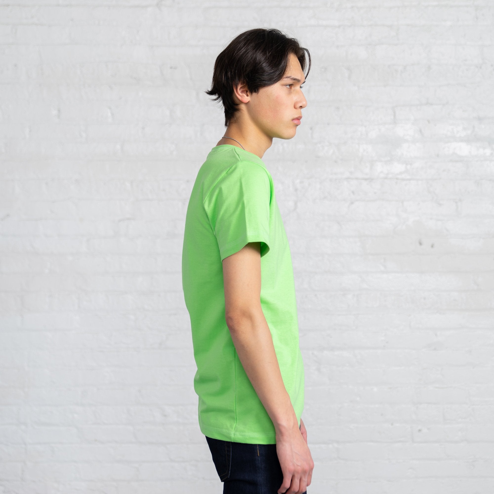 Fitted Color:Bright Green Combed Cotton Men’s T-shirts