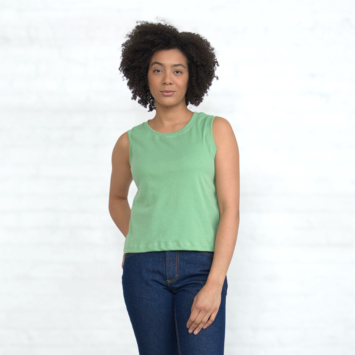Sleeveless Crop - Jade Supima