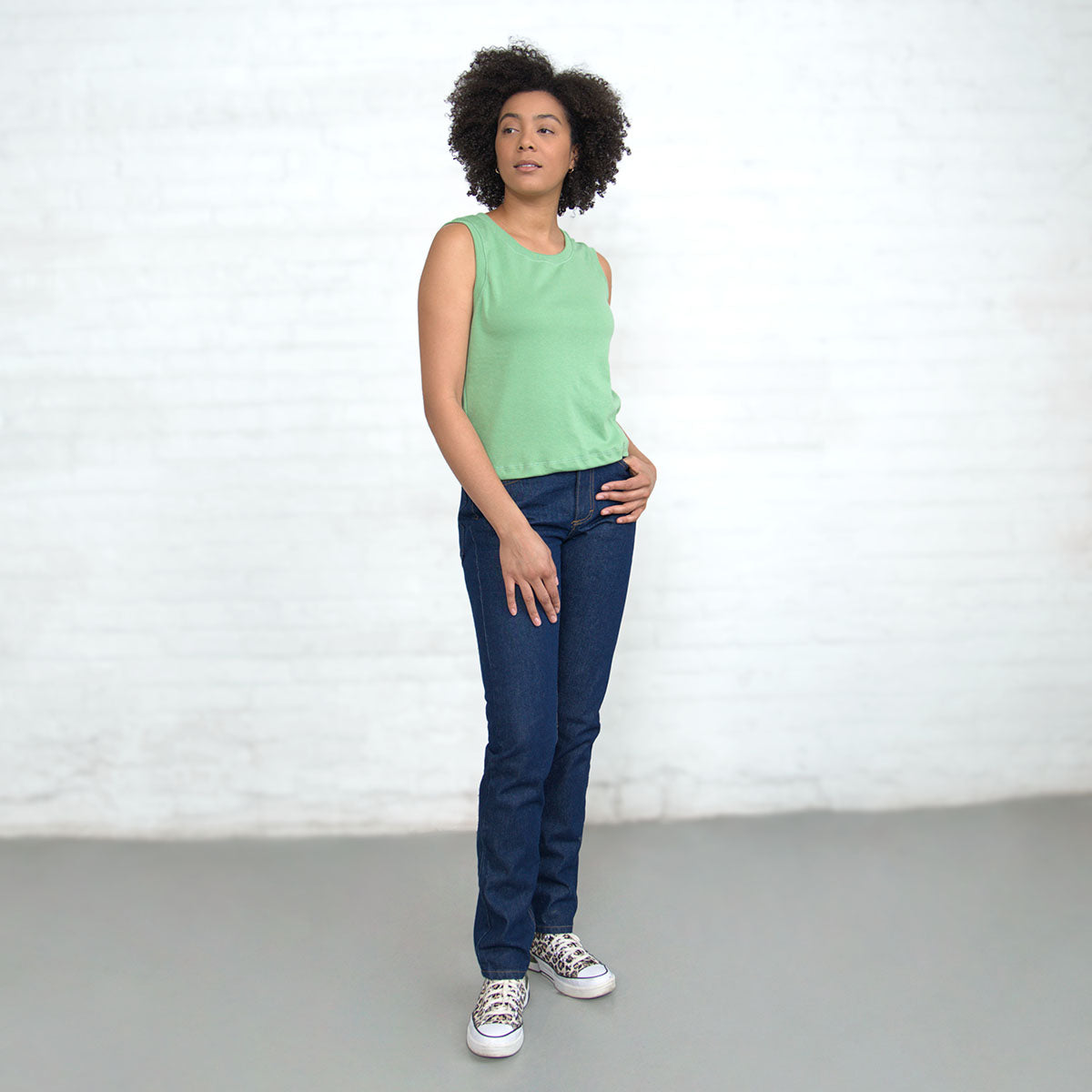 Sleeveless Crop - Jade Supima