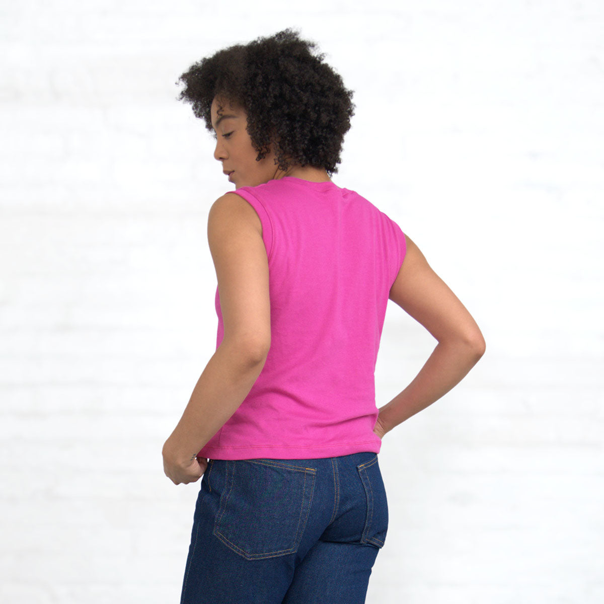 Sleeveless Crop - Magenta Supima