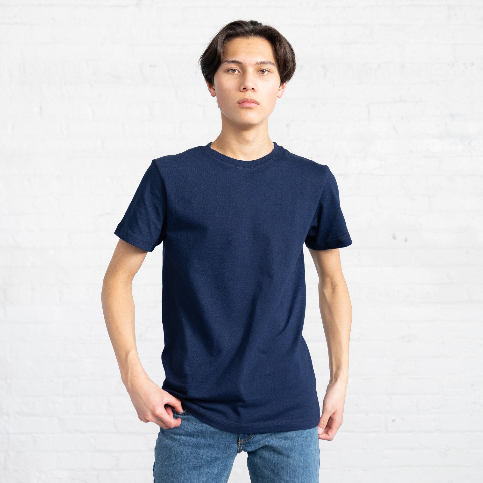 Color:Navy Fitted Combed Cotton Men’s T-shirts