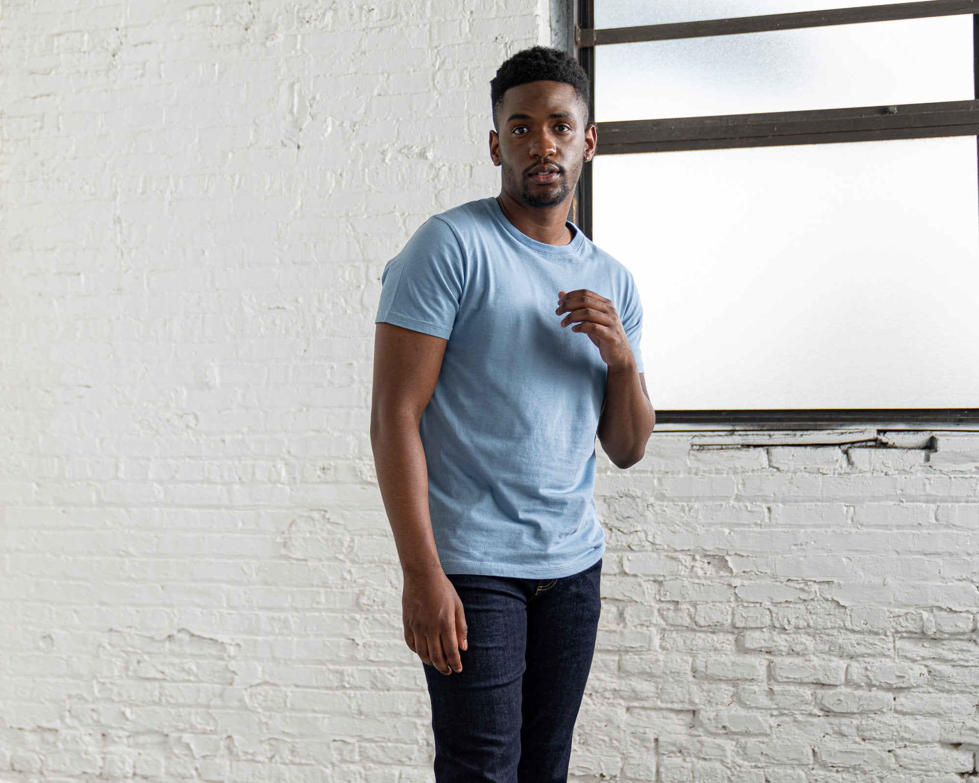 classic Color:Light Blue combed cotton men's t-shirts