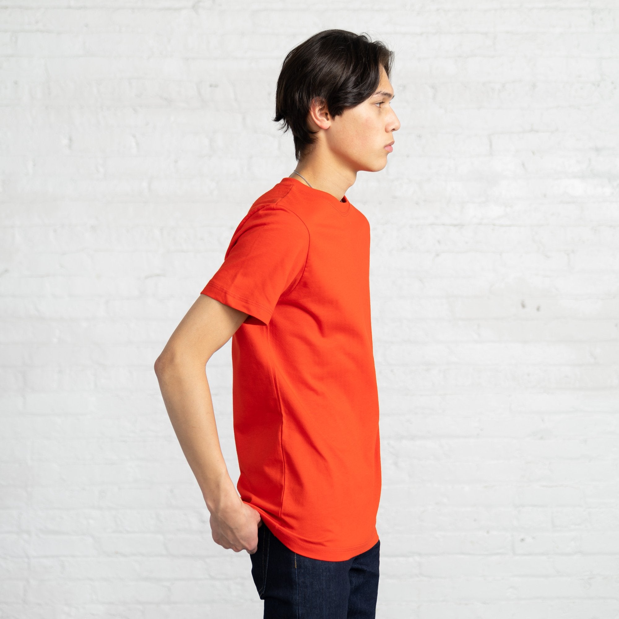 Fitted Color:Bright Red Combed Cotton Men’s T-shirts