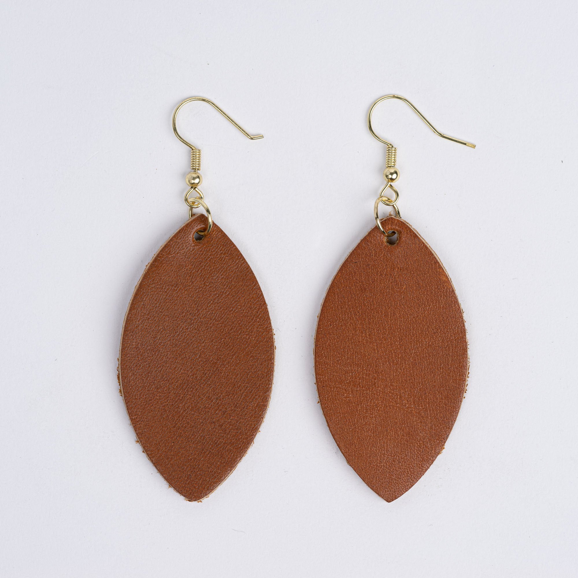 Color:Light Brown Horween Leather Earrings