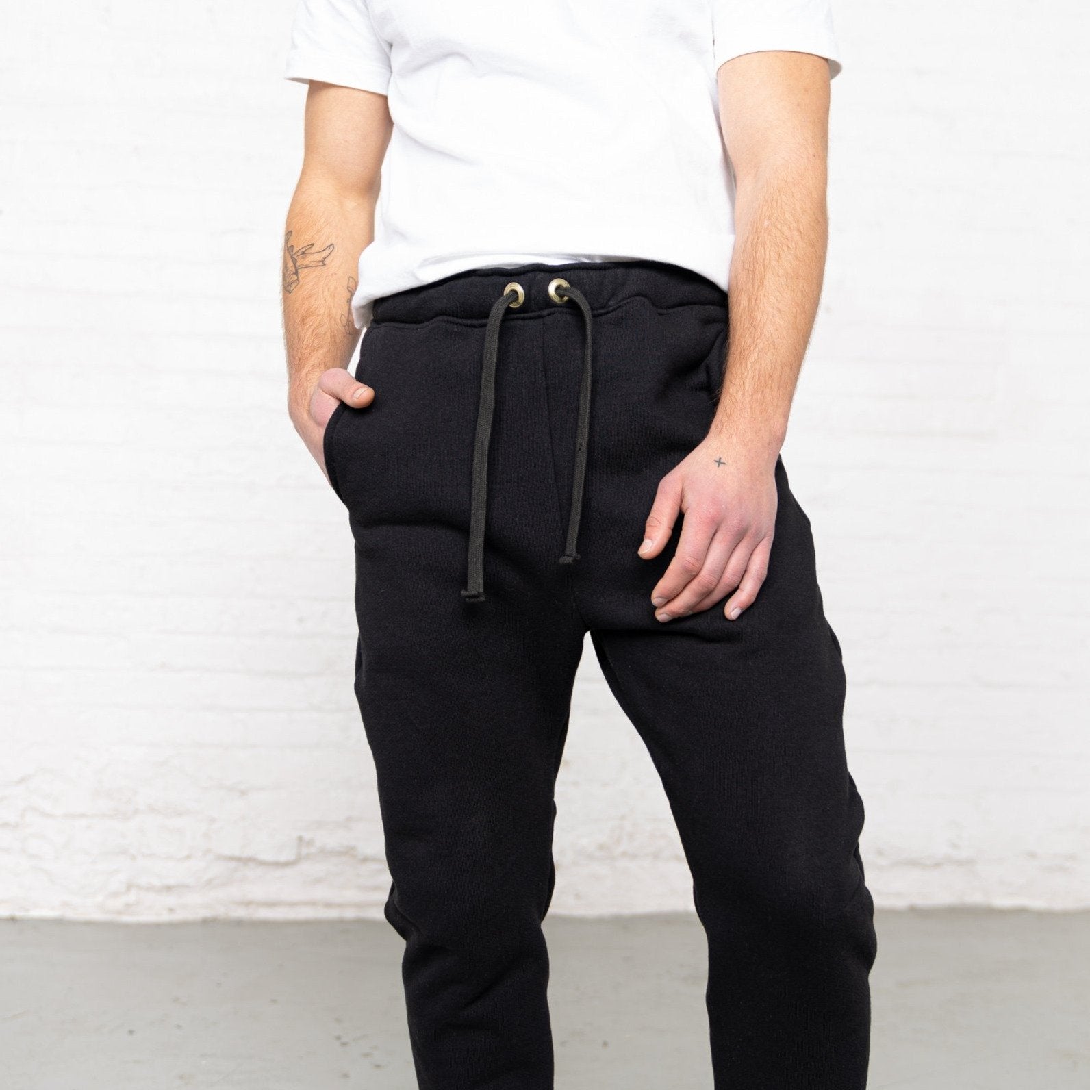 Color:Black 3 Thread Fleece Men's Sweatpants New