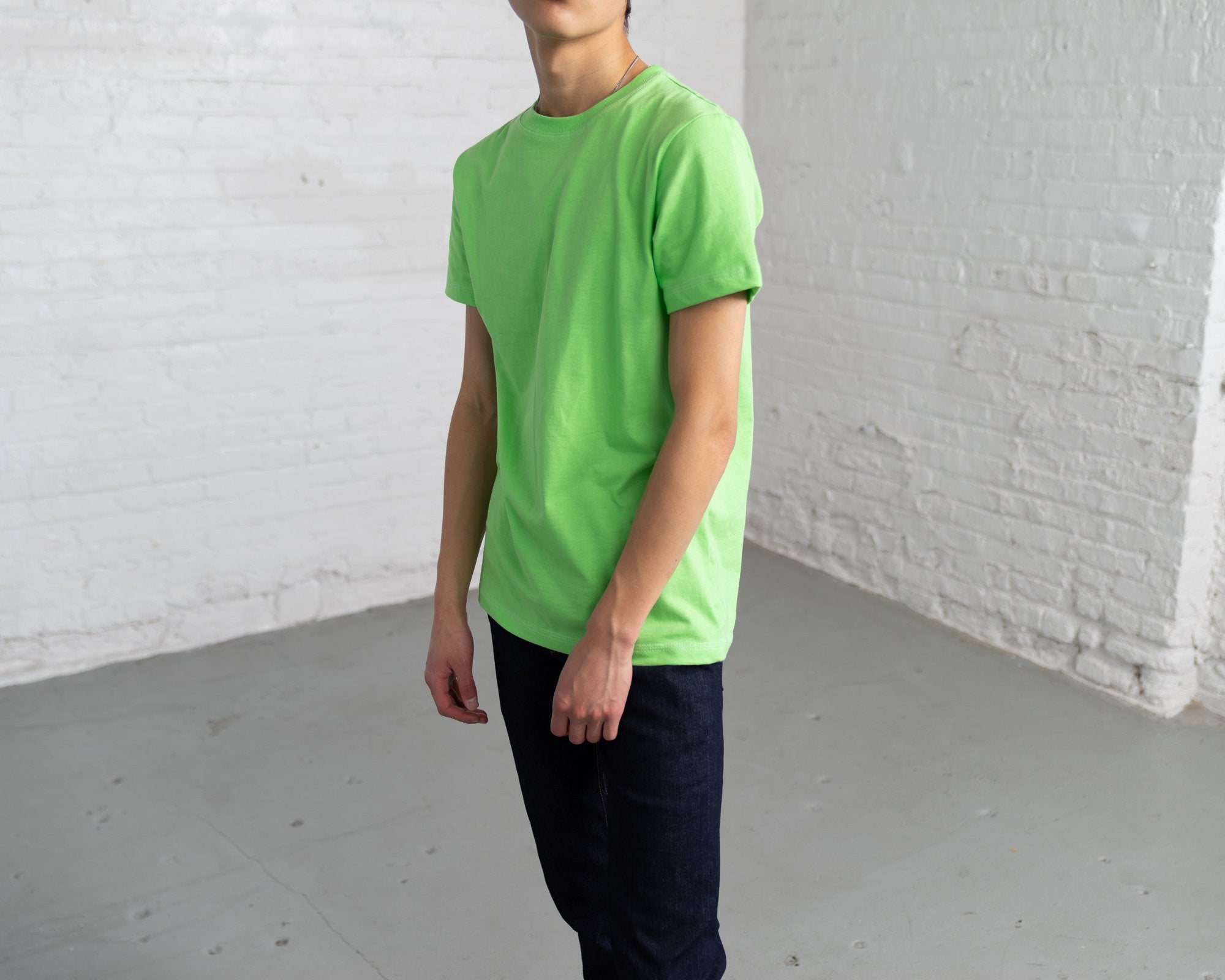 Fitted Color:Bright Green Combed Cotton Men’s T-shirts