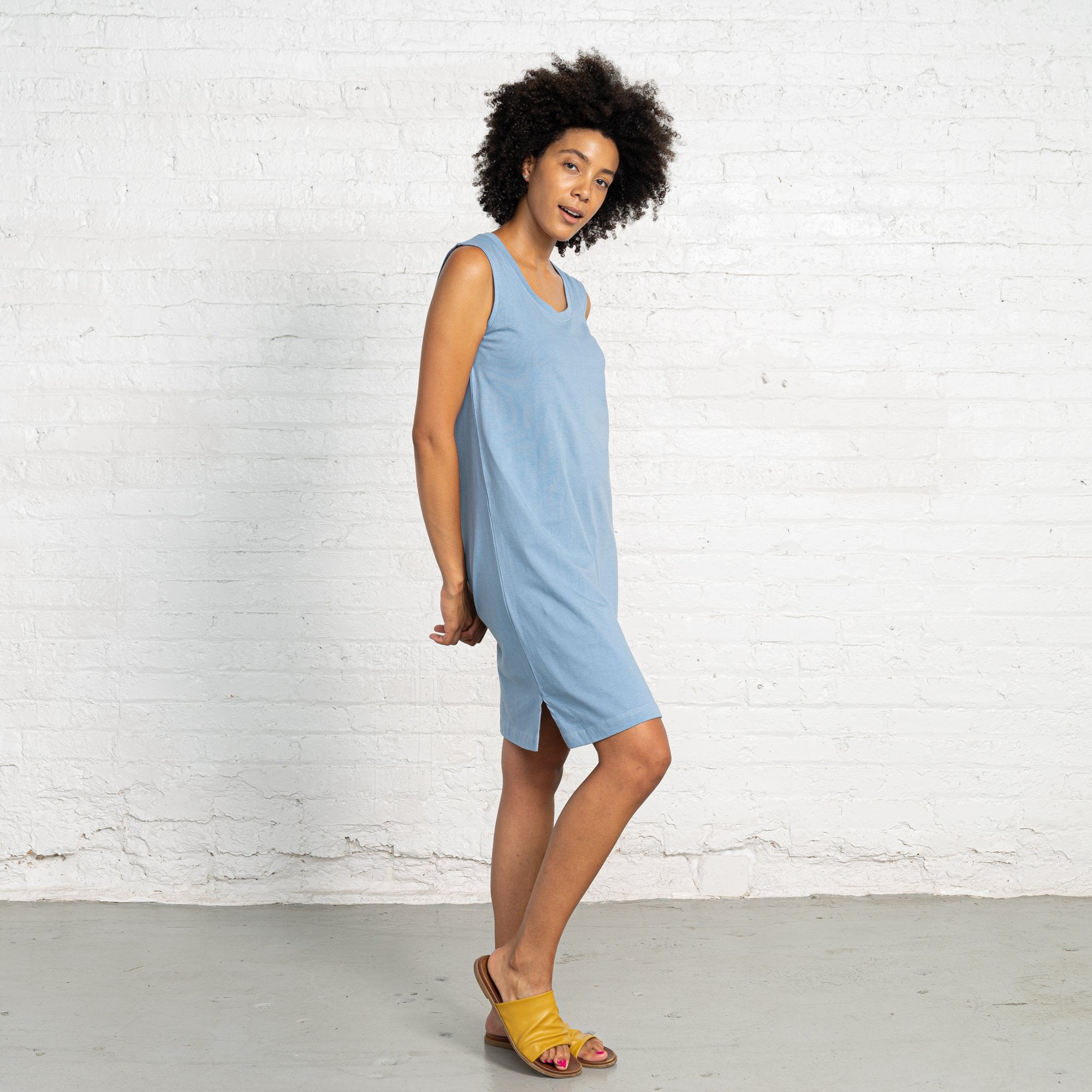 Color:Light Blue Combed Cotton New T-shirt Dress Women's T-shirts