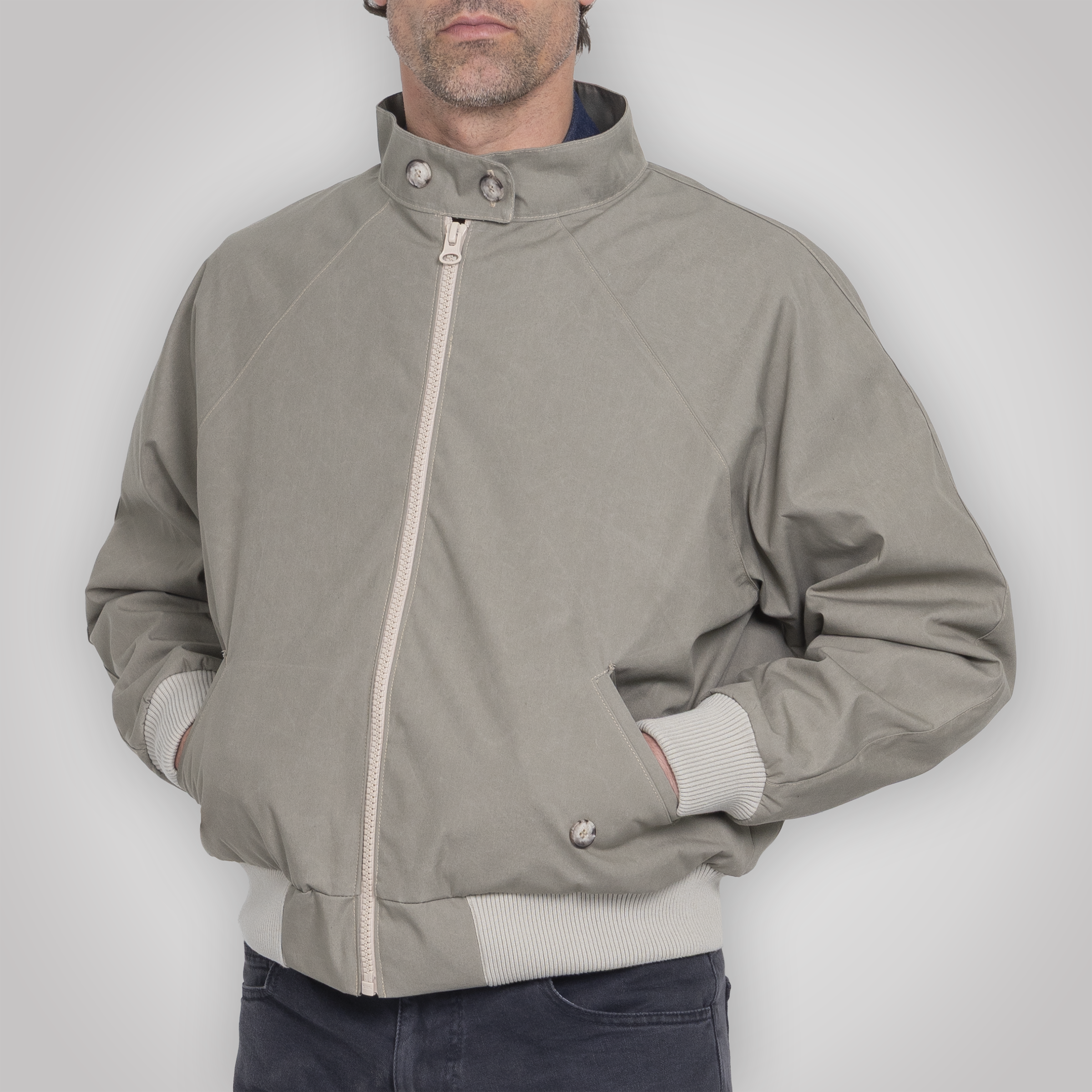 Harrington Jacket - Pewter Cream