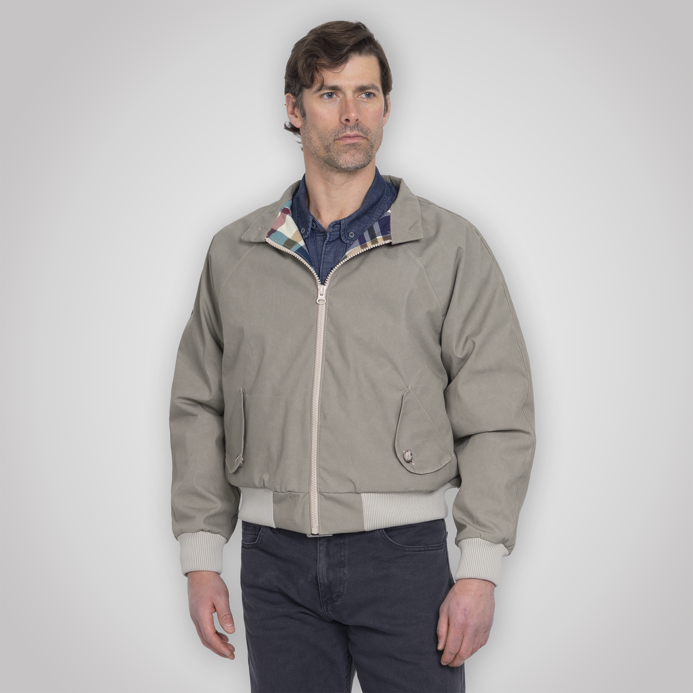 Harrington Jacket - Pewter Cream