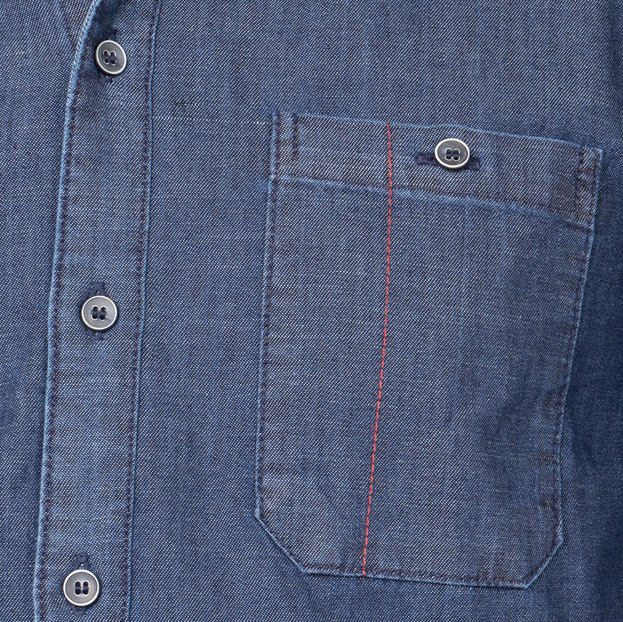 Fitted Chambray Button Up - Dark Wash