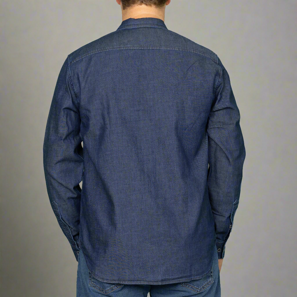 Fitted Chambray Button Up - Dark Wash