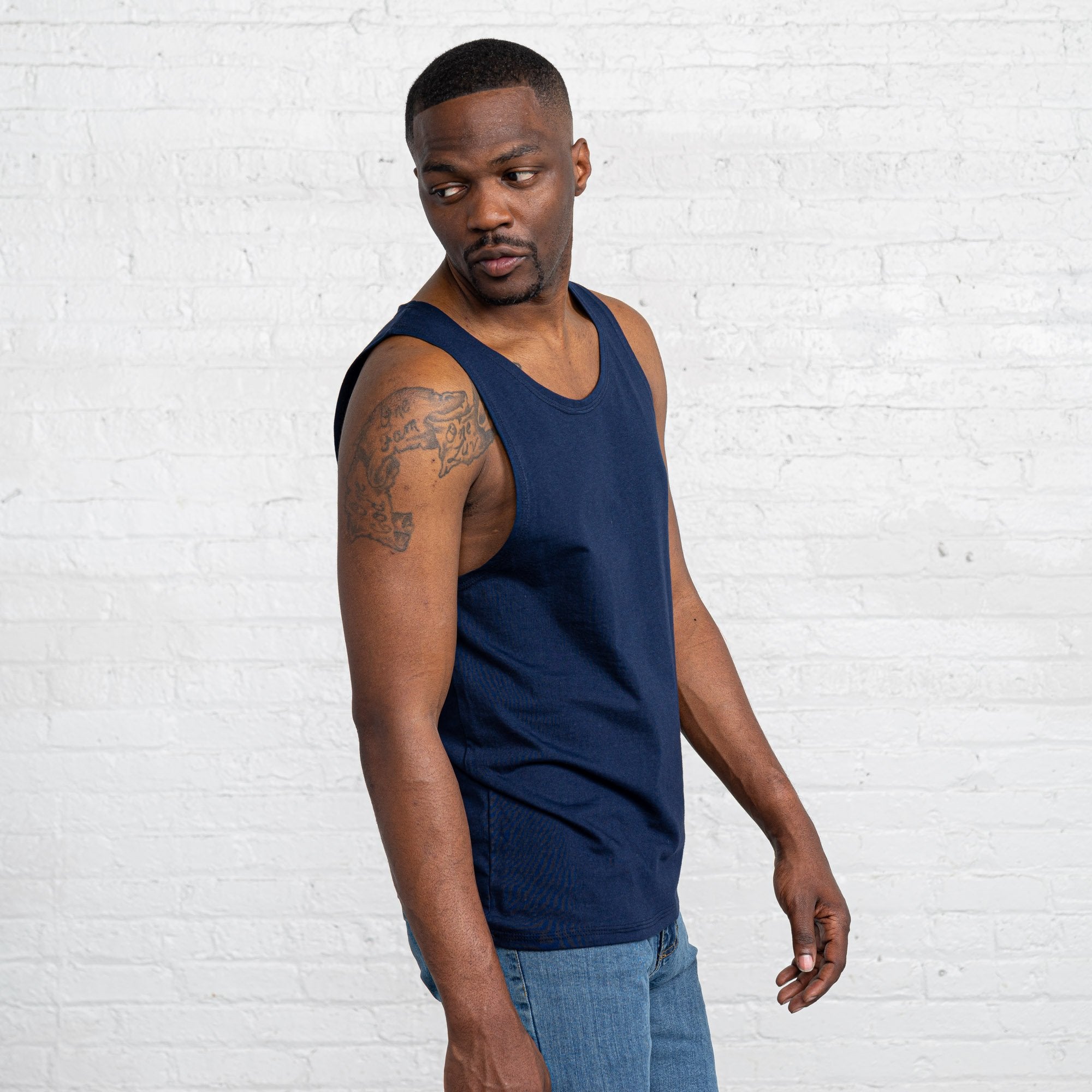 Color:Navy Combed Cotton Men’s Tank Tops
