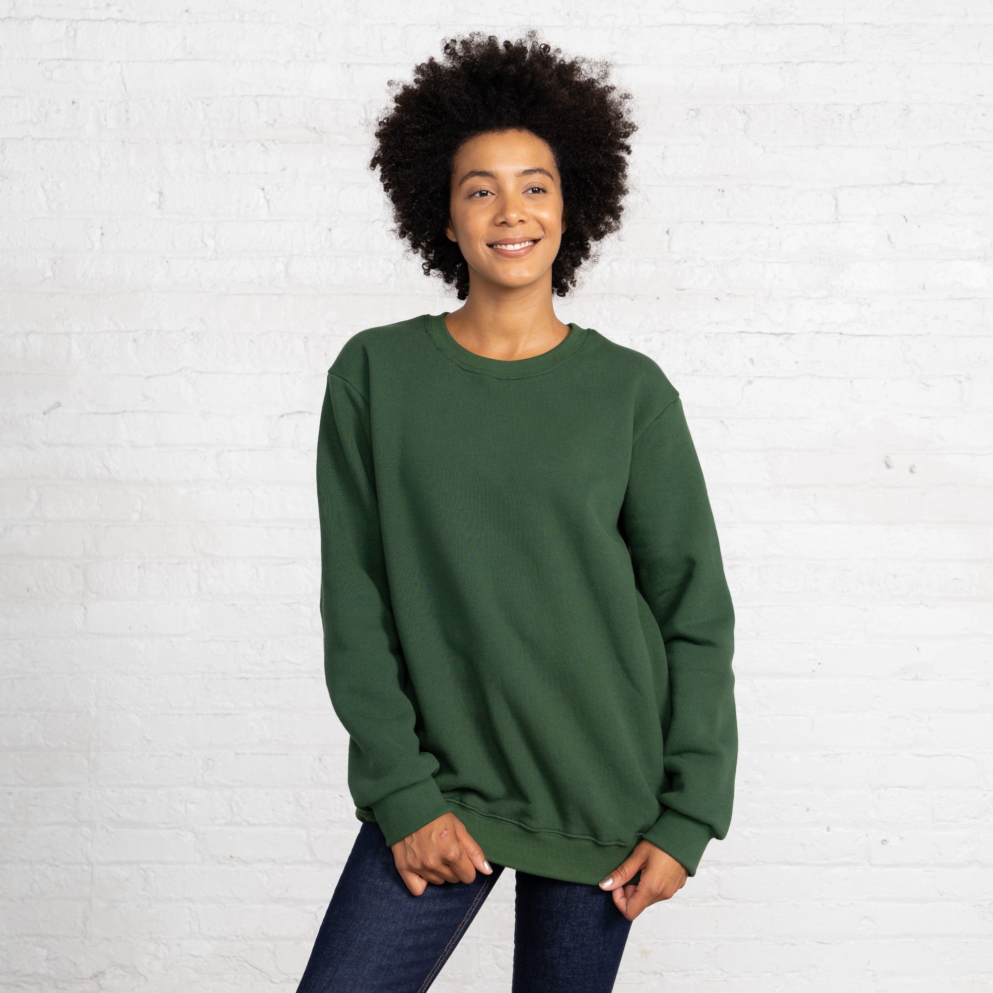 Color:Dark Green 3 Thread Fleece Men's Sweatshirts Sweatshirts