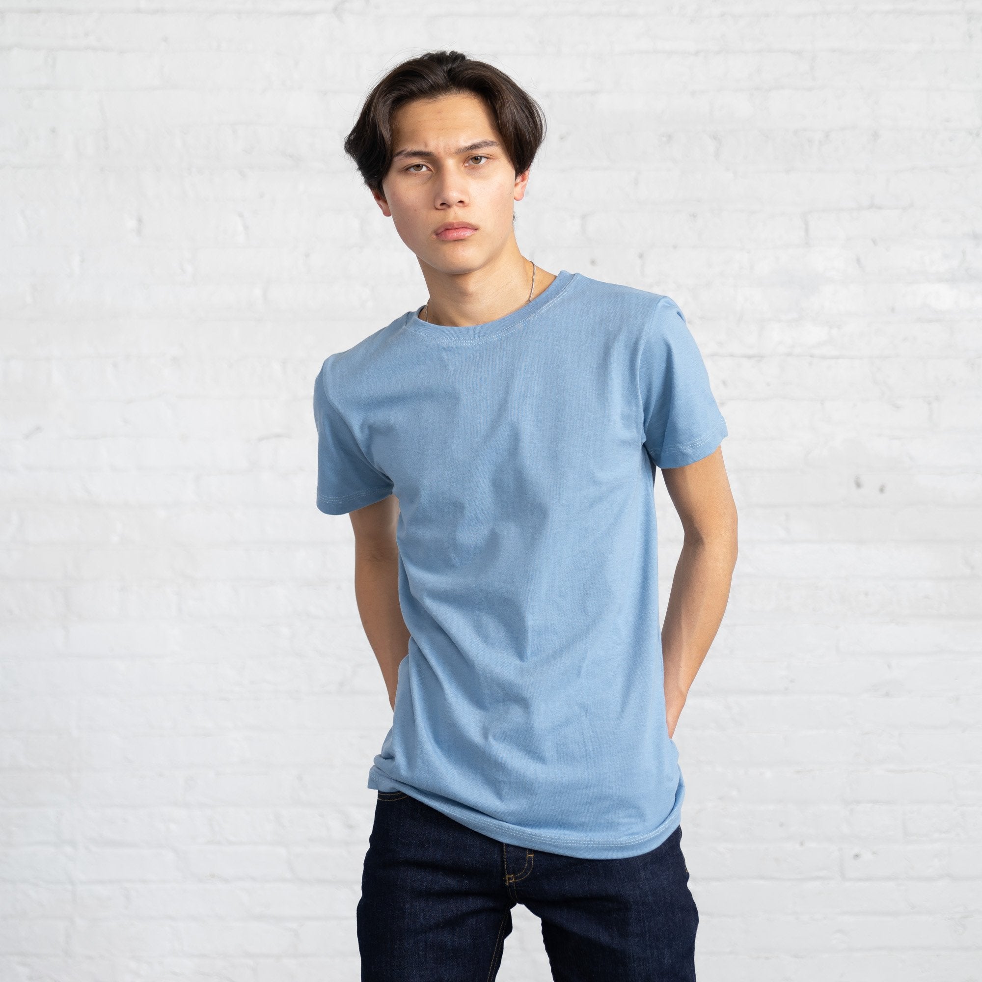 Color:Light Blue Fitted Combed Cotton Men’s T-shirts