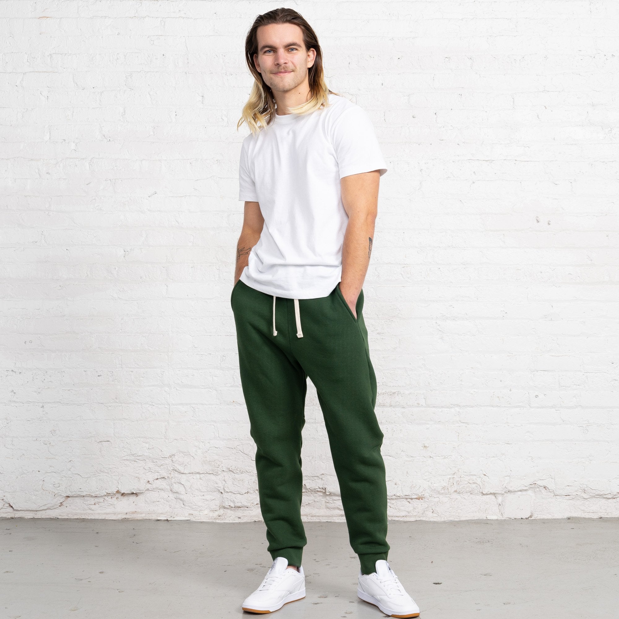 Green 3 Thread Fleece Men's Sweatpants New