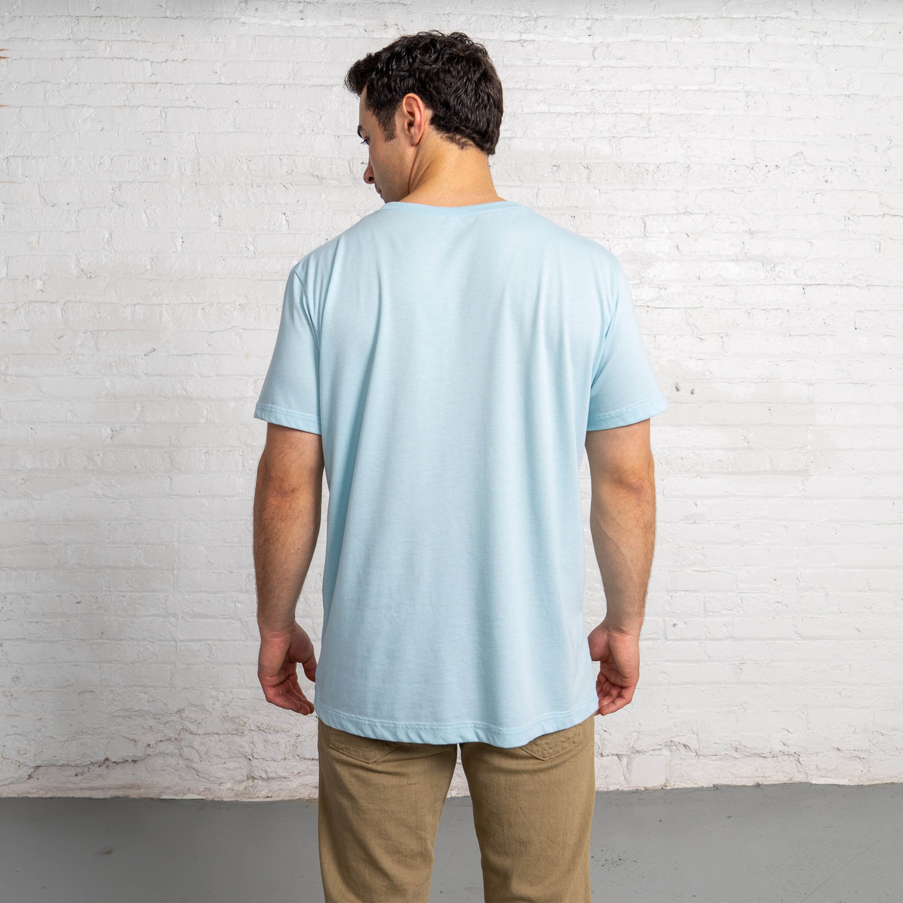 Fitted Color:Light Blue Sustainable Cotton New T-shirts