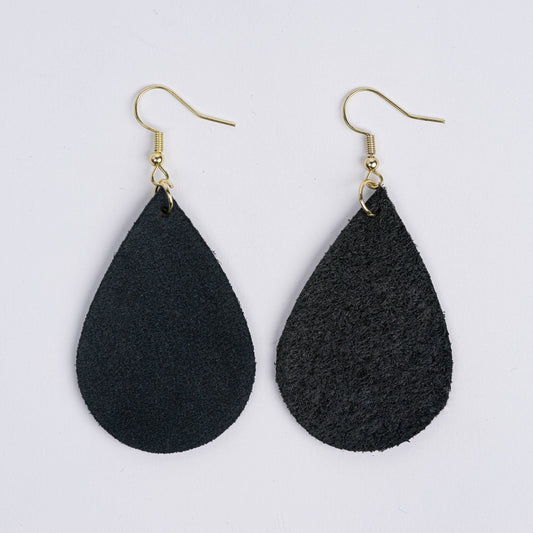 Color:Black Horween Leather Earrings