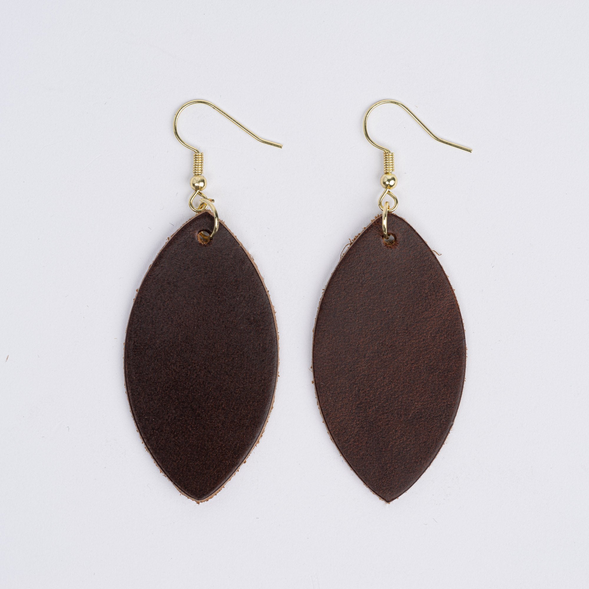 Color:Dark Brown Horween Leather Earrings
