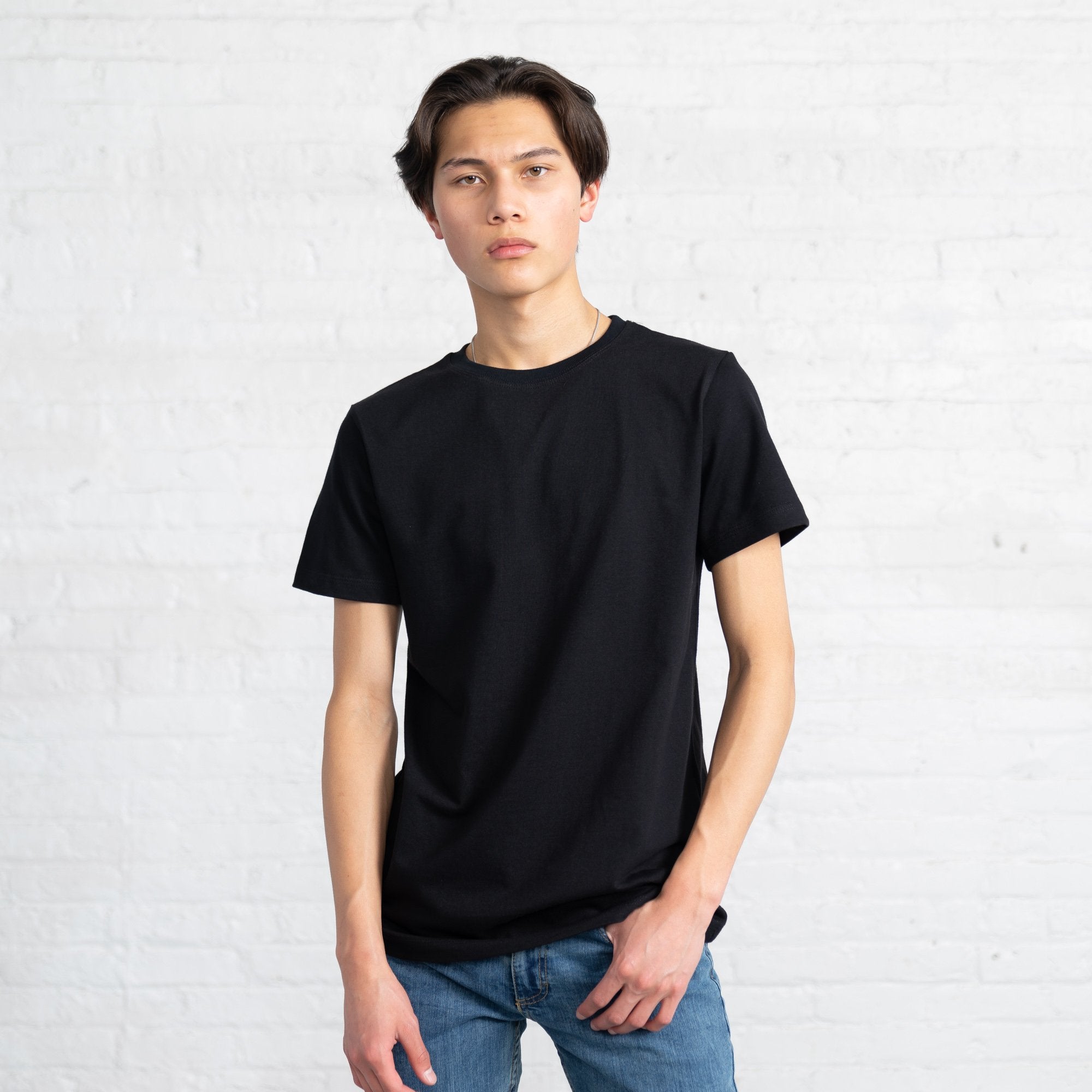 Color:Black Fitted Combed Cotton Men’s T-shirts