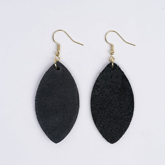 Color:Black Horween Leather Earrings