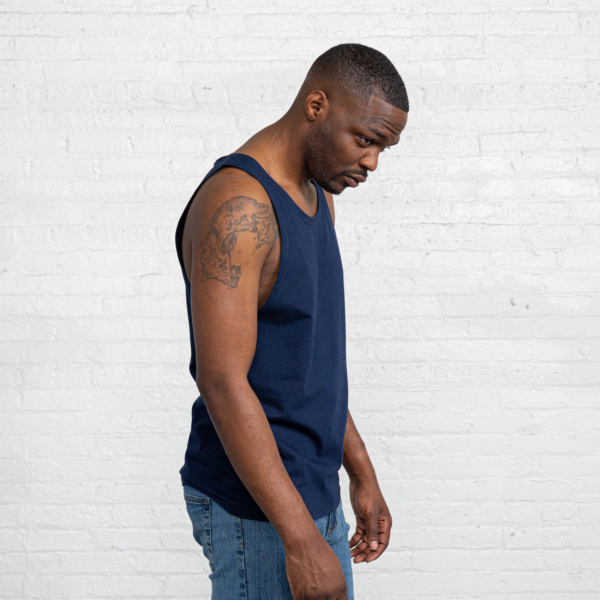 Color:Navy Combed Cotton Men’s Tank Tops