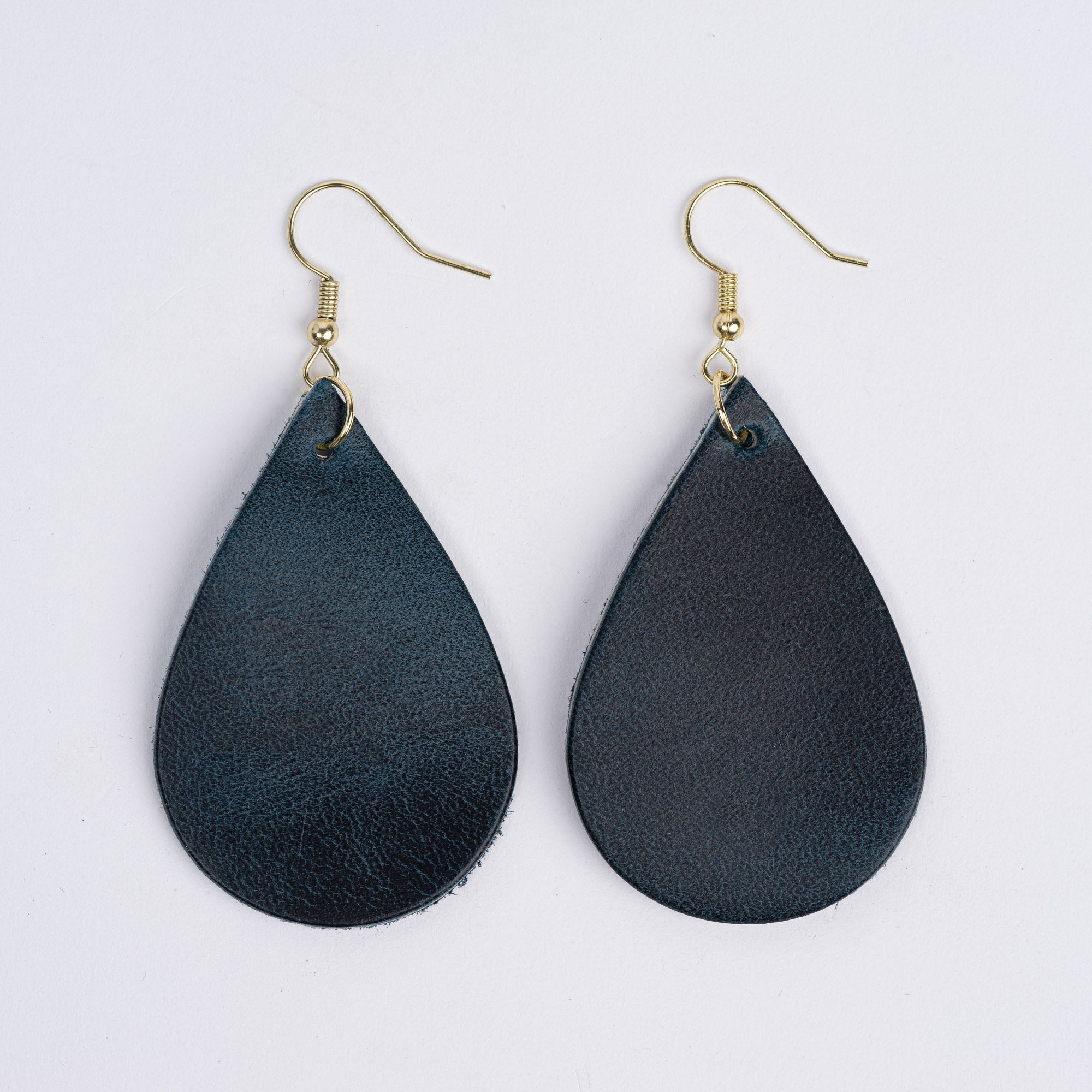 Color:Aqua Blue Horween Leather Earrings