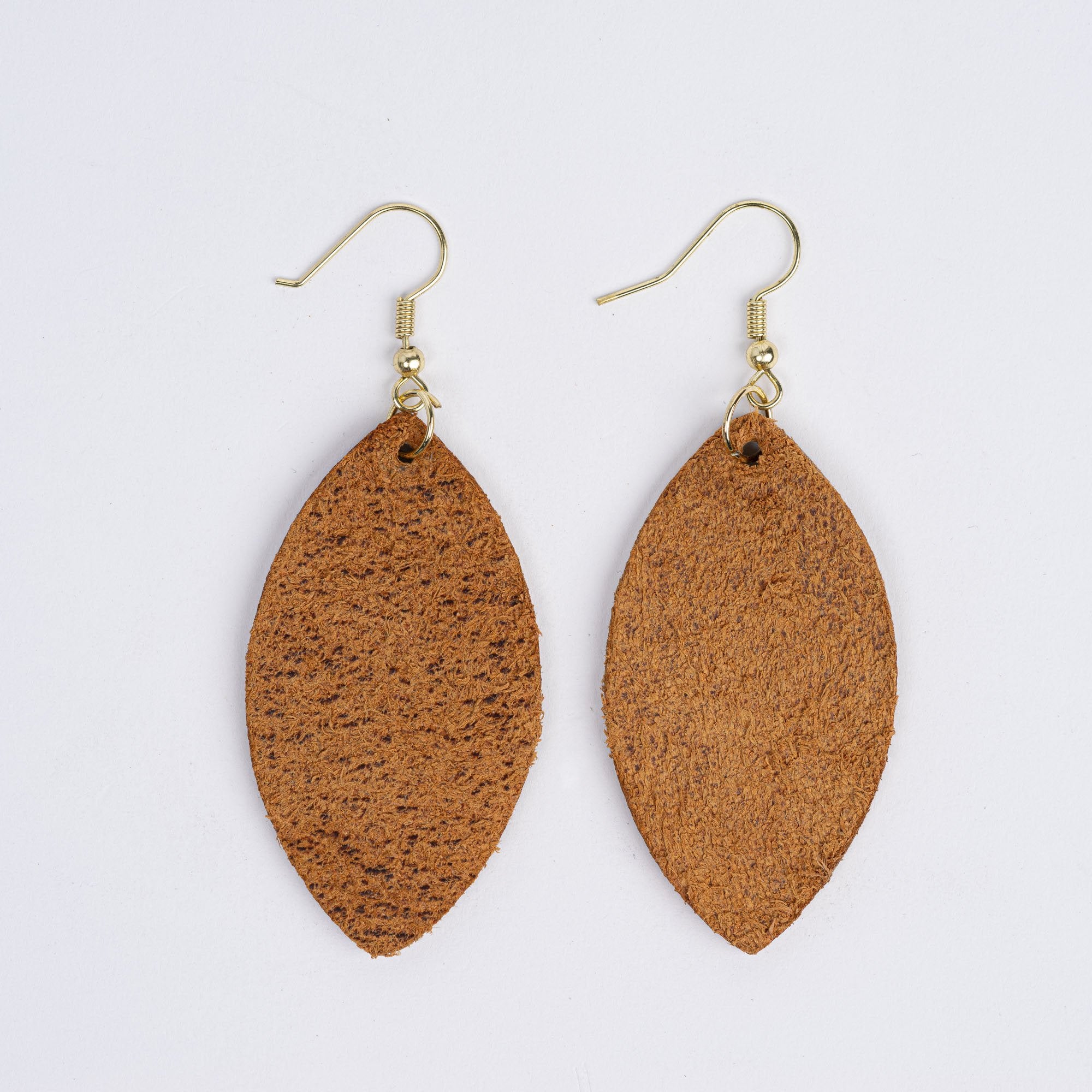 Color:Light Brown Horween Leather Earrings