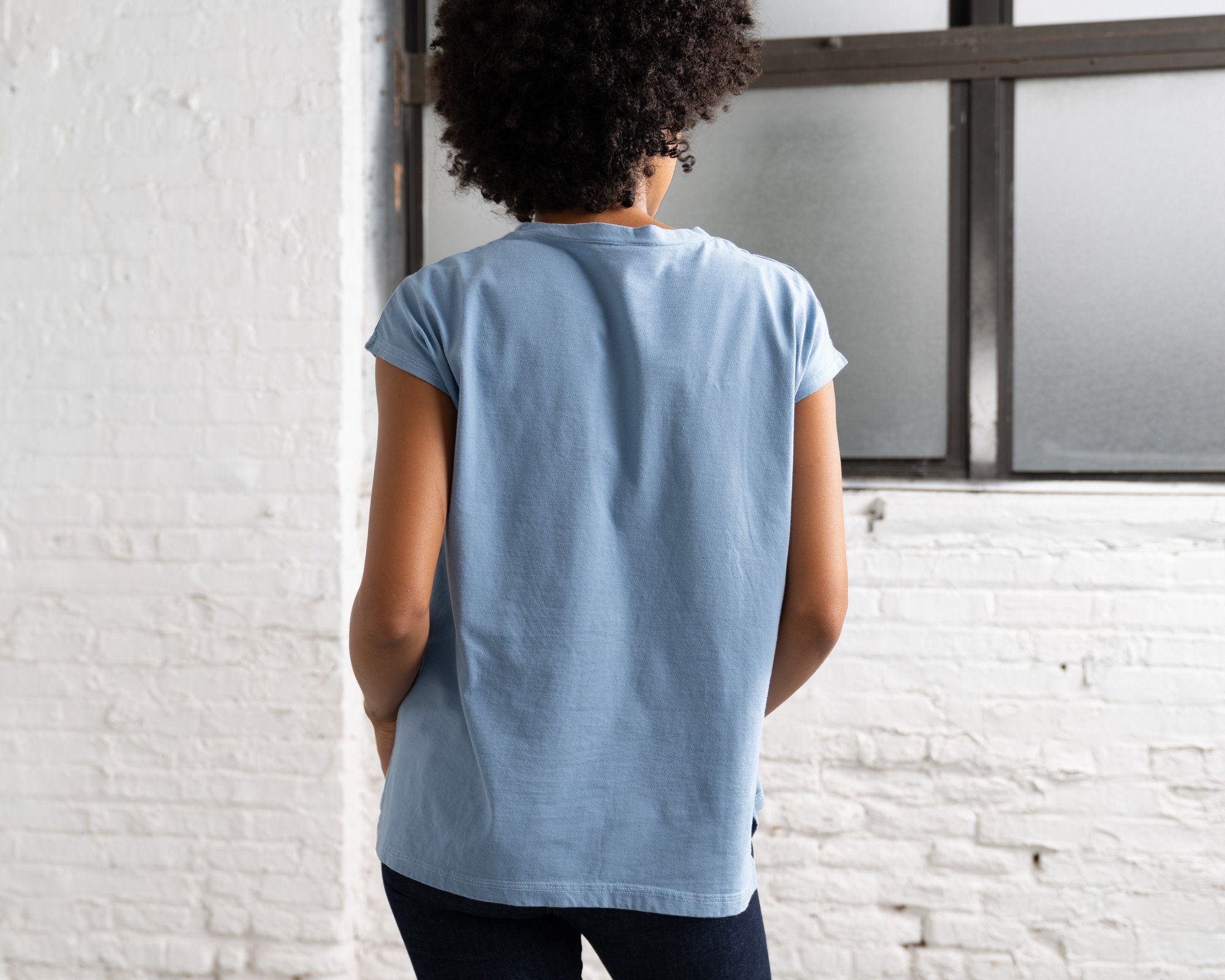 Dolman T Color:Light Blue Combed Cotton New T-shirts Women's T-shirts