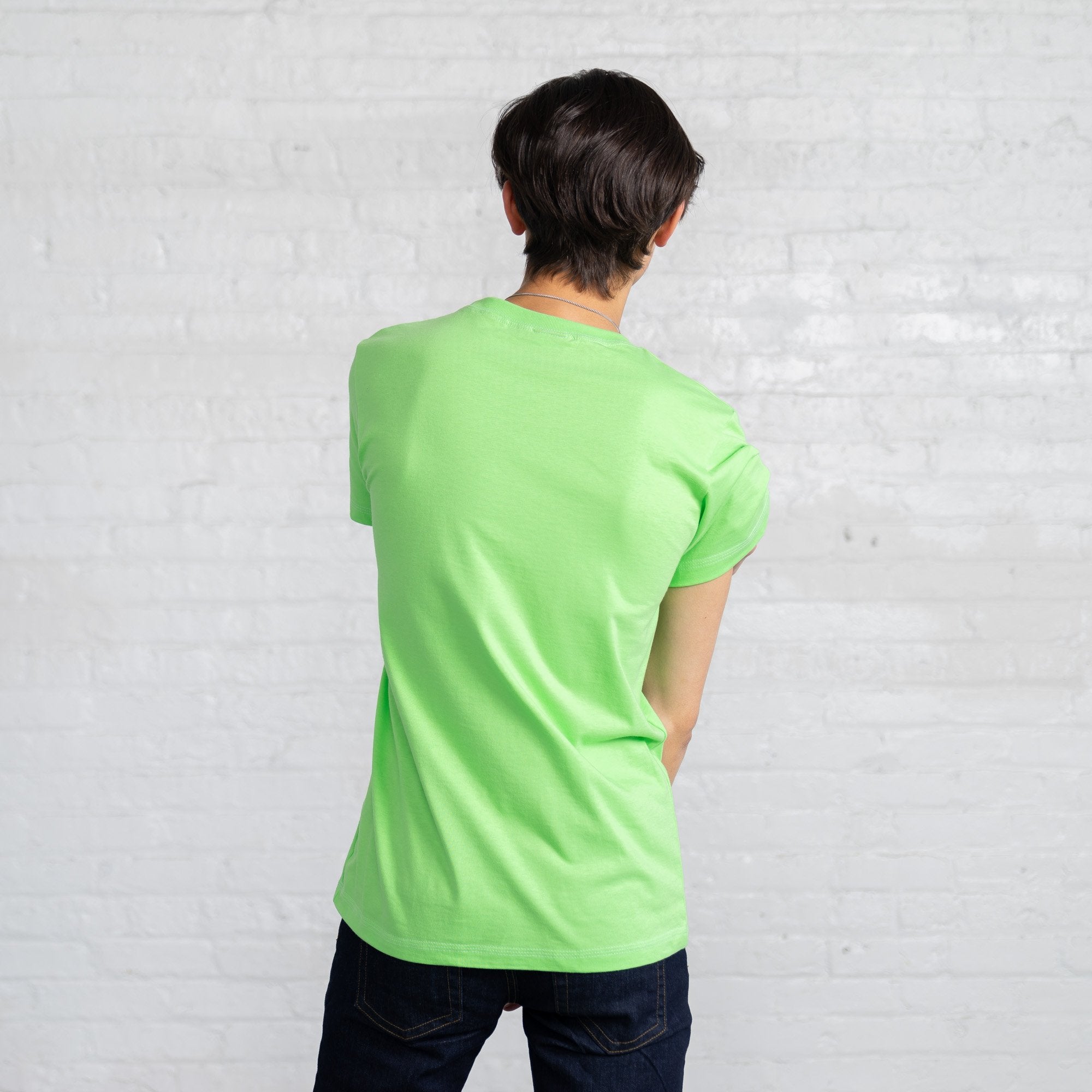 Fitted Color:Bright Green Combed Cotton Men’s T-shirts