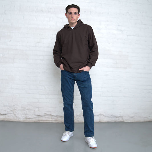 Dearborn Denim Spring Hoodie in cotton French terry, front view
