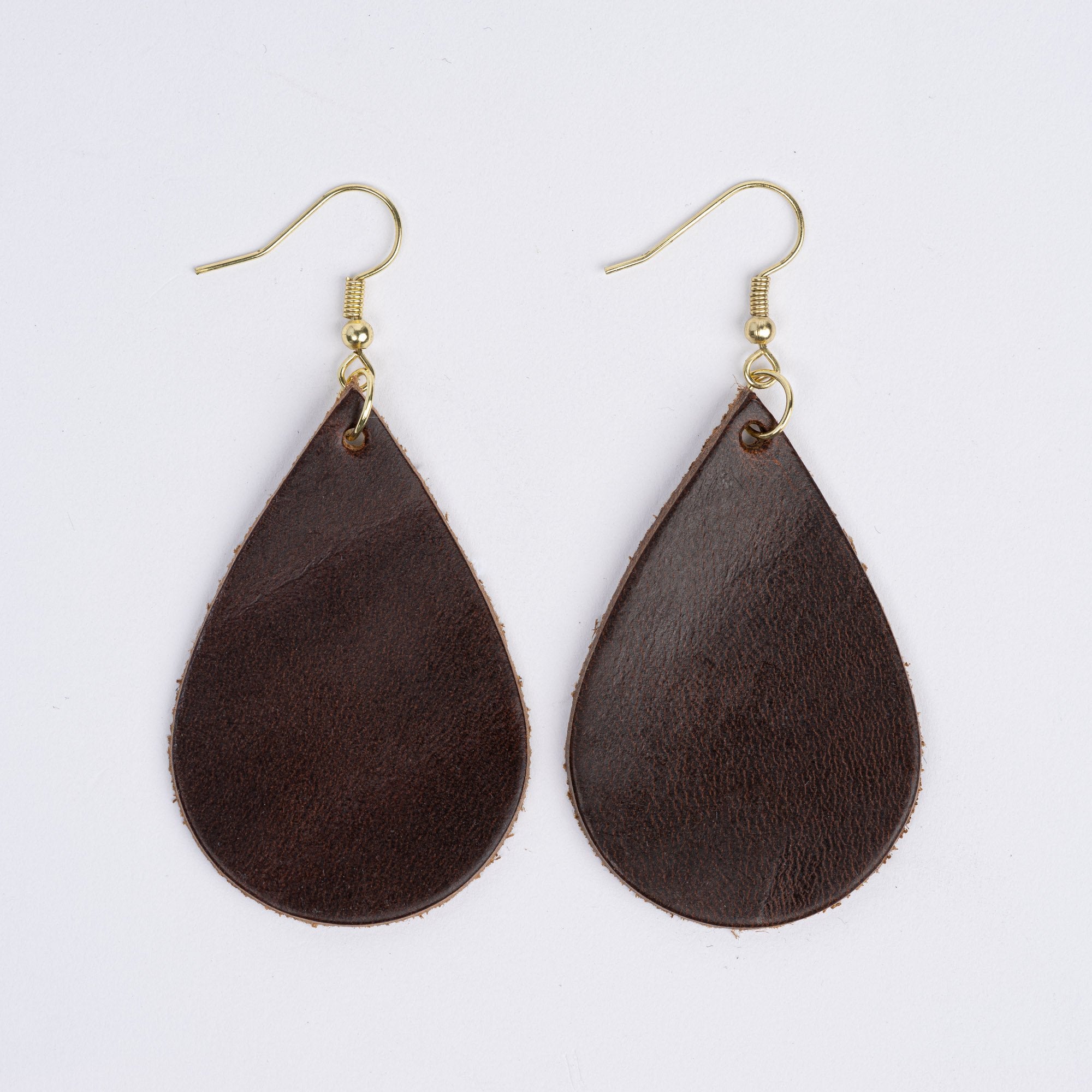 Color:Dark Brown Horween Leather Earrings