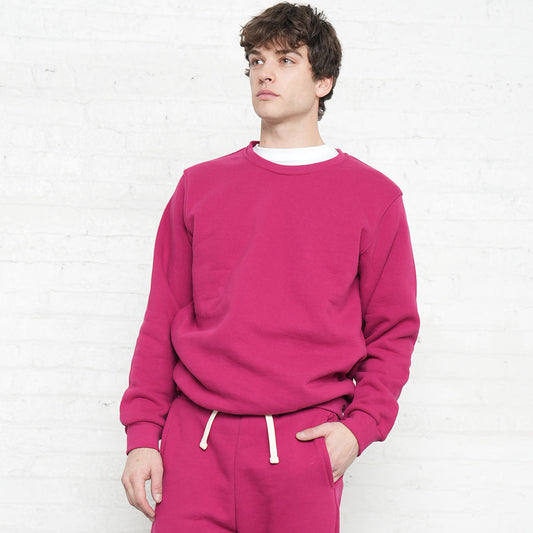 Anemone crew neck sweatshirt in three thread fleece, shown from the front