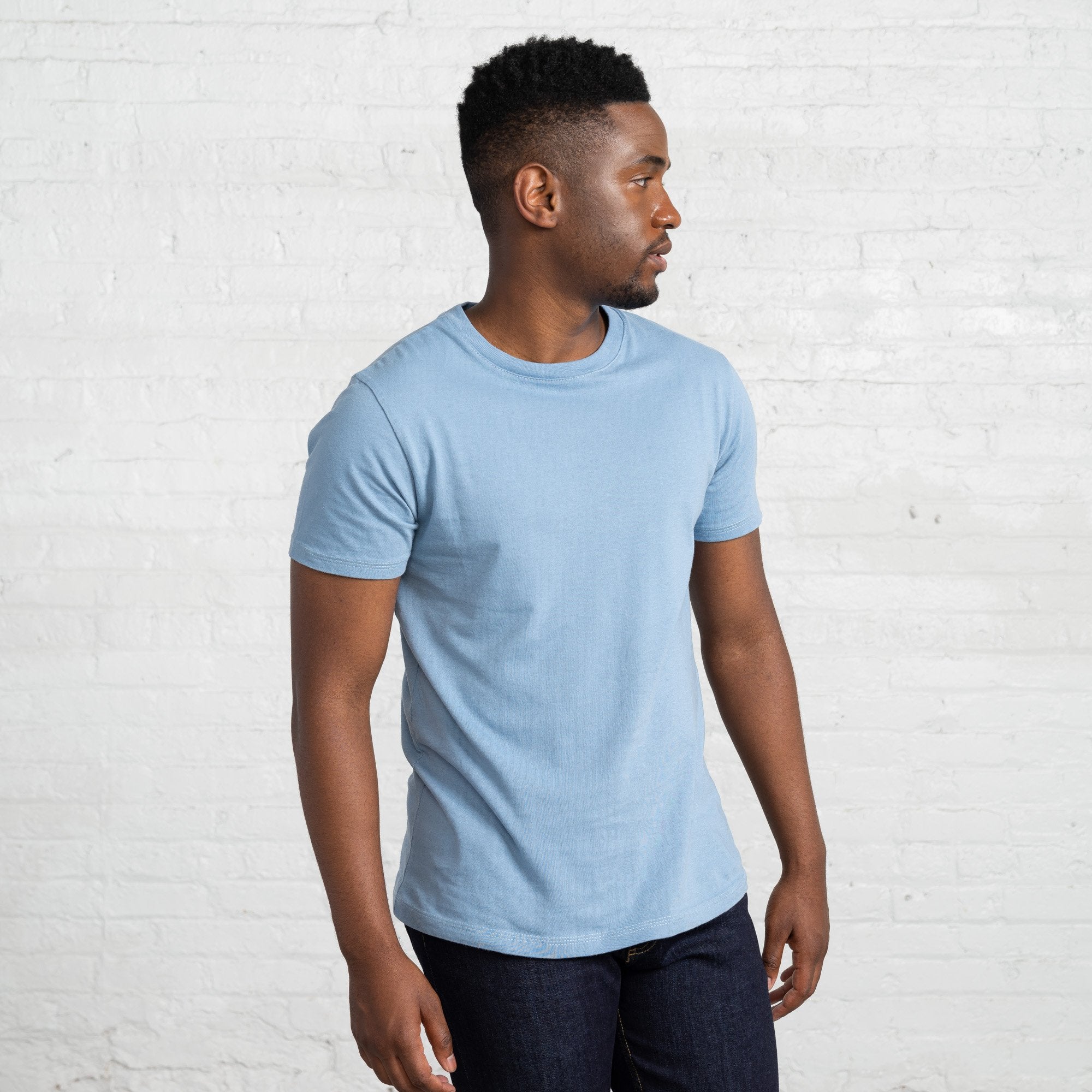 Color:Light Blue classic combed cotton men's t-shirts
