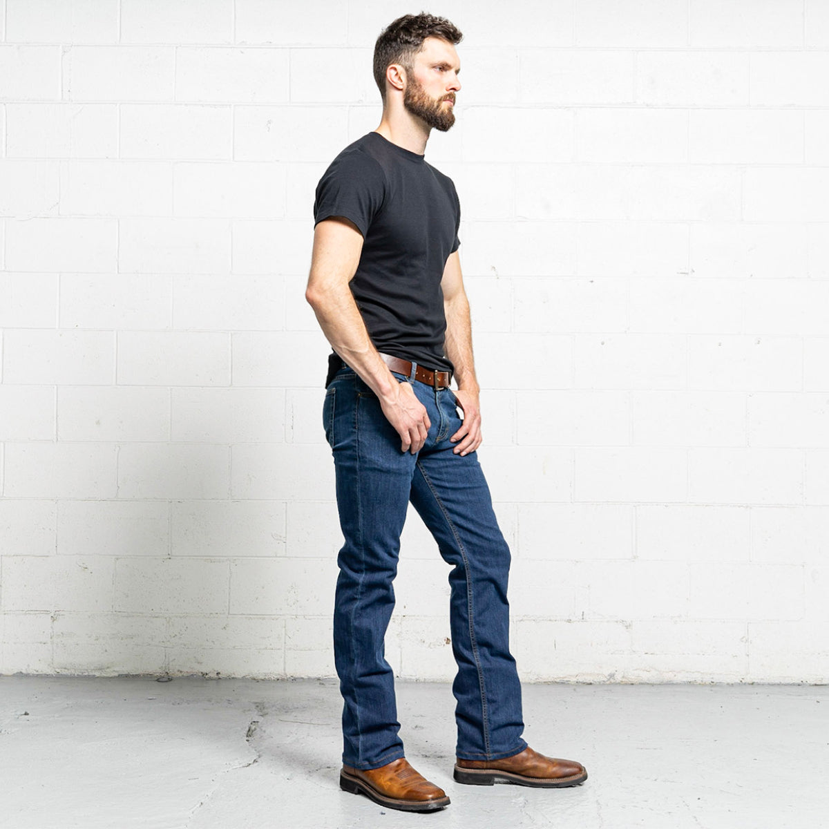 boot cut dress jeans for men Business clean mid blue denim bootcut Jeans at Hockerty