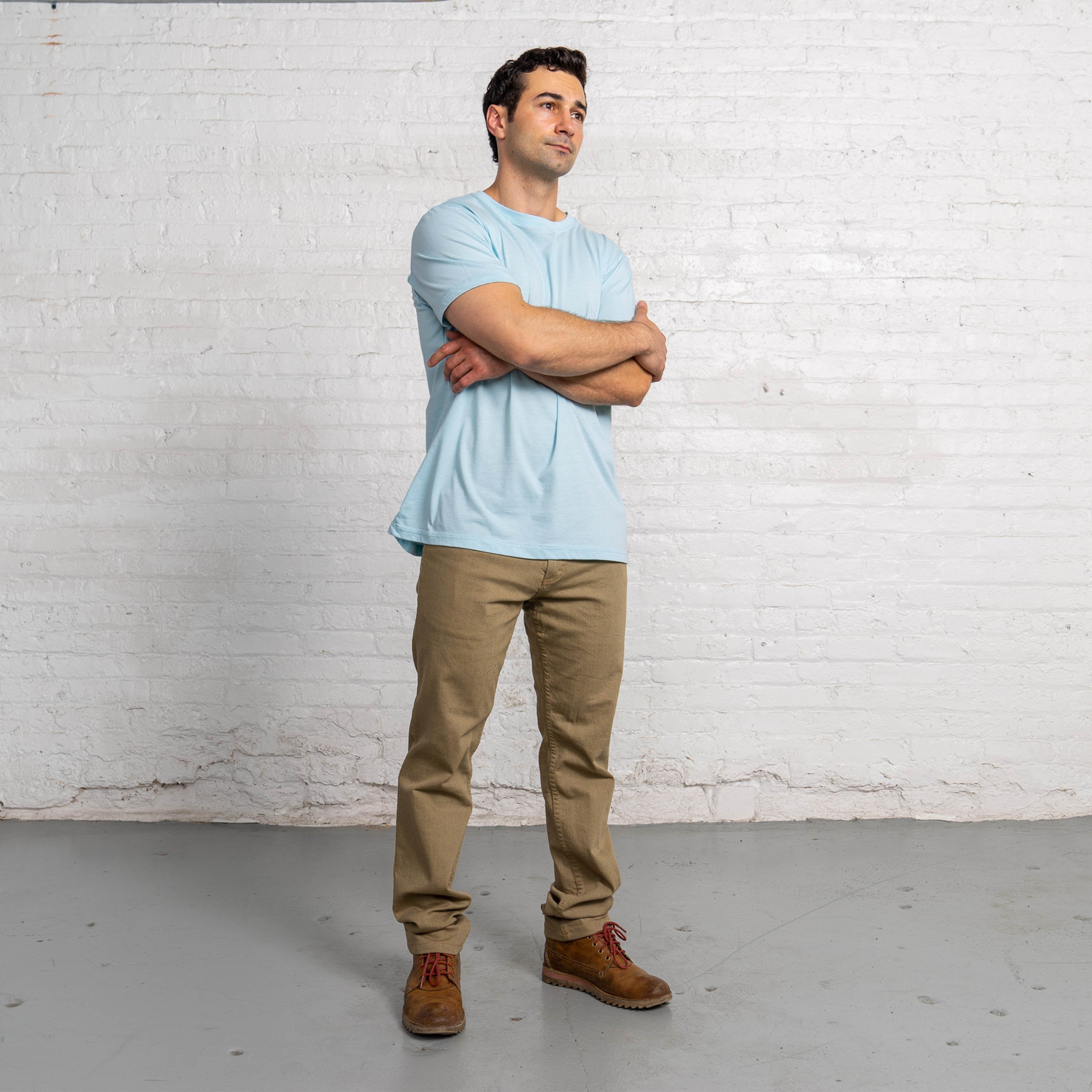 Fitted Color:Light Blue Sustainable Cotton New T-shirts