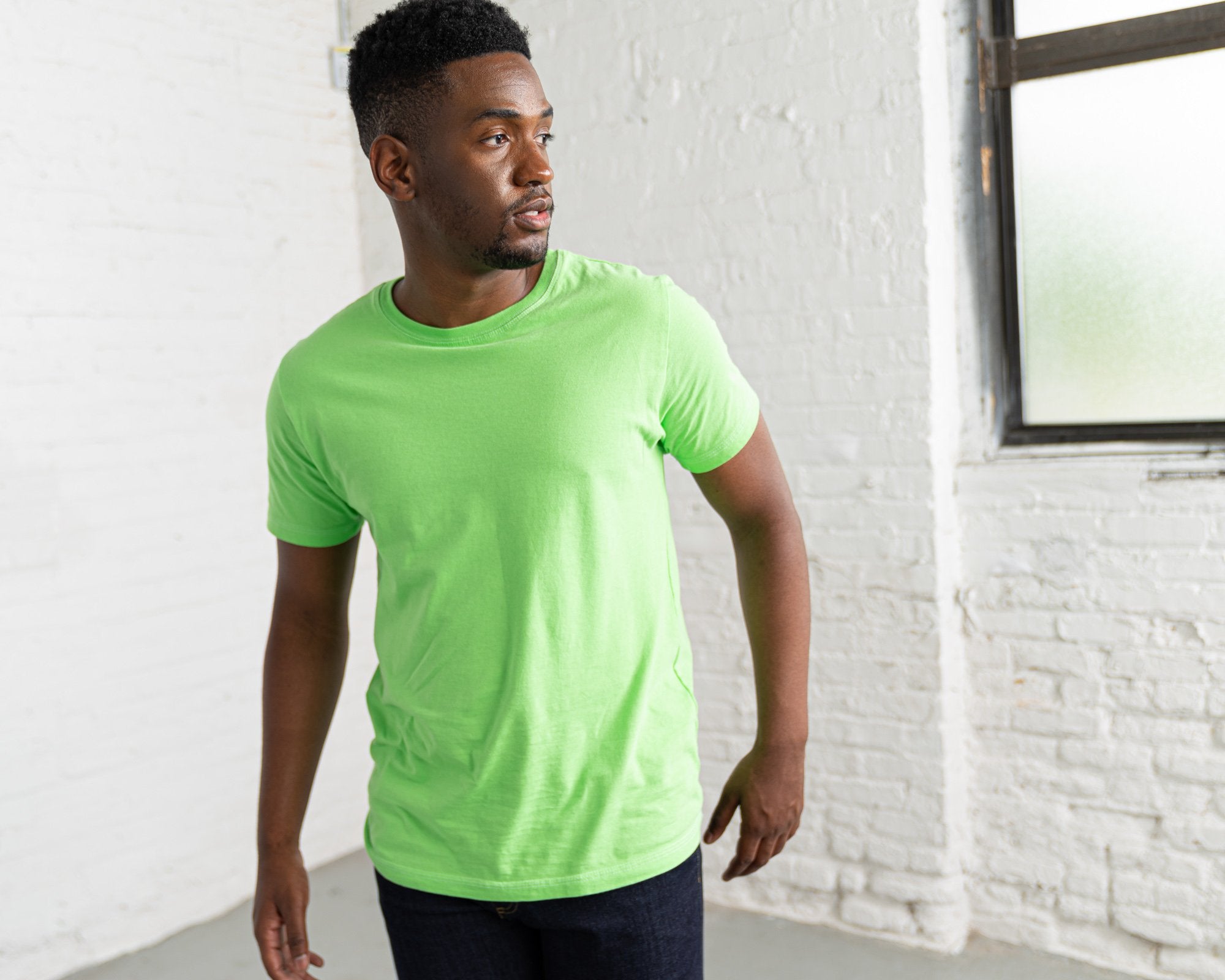 classic Color:Bright Green combed cotton men's t-shirts