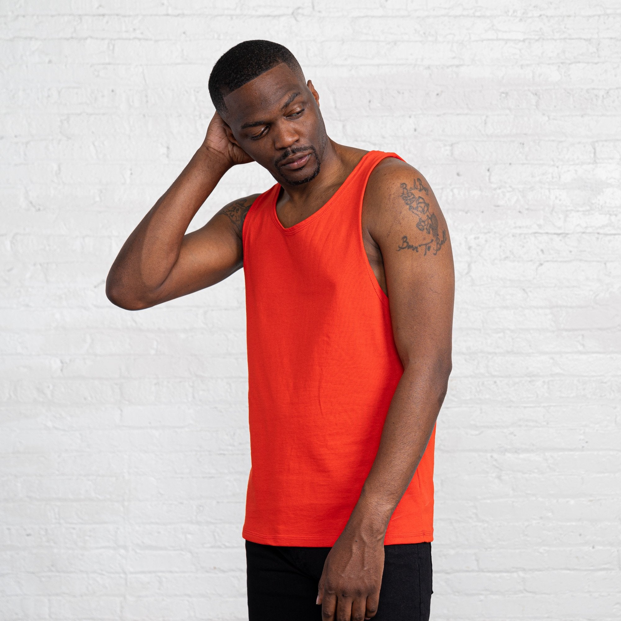 Color:Bright Red Combed Cotton Men’s Tank Tops