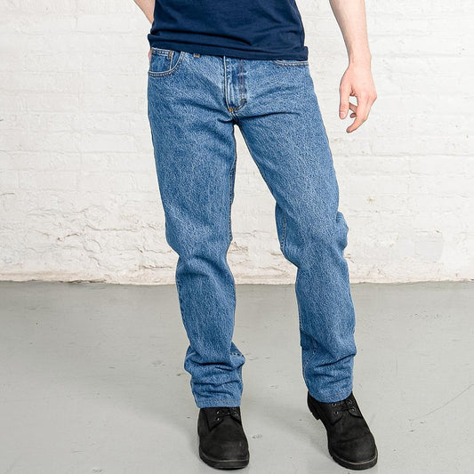 Tailored Fit stone wash jeans in 100% cotton denim, shown front view